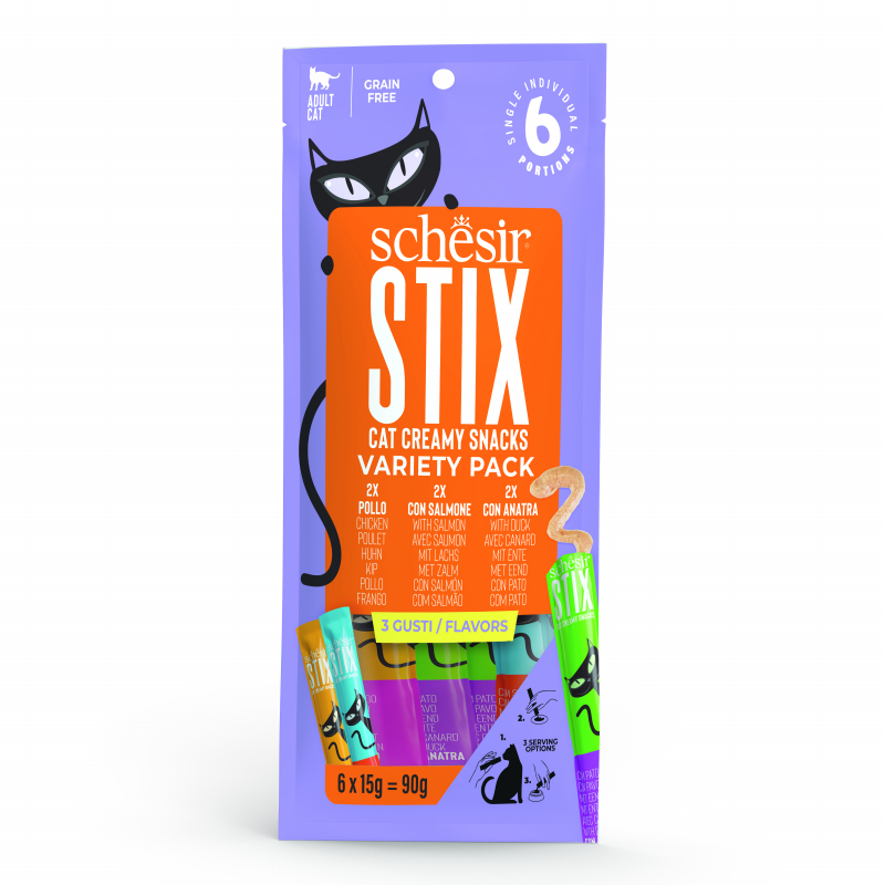 SCHESIR Stix Liquid Snack pour chat - 4 saveurs au choix