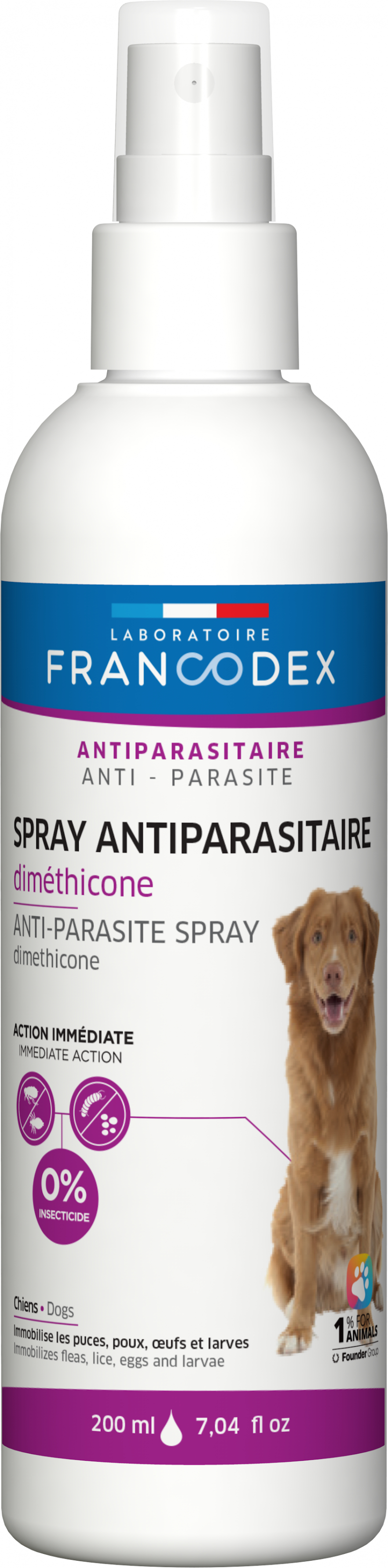 Francodex Spray antiparasitario con dimeticona para perros