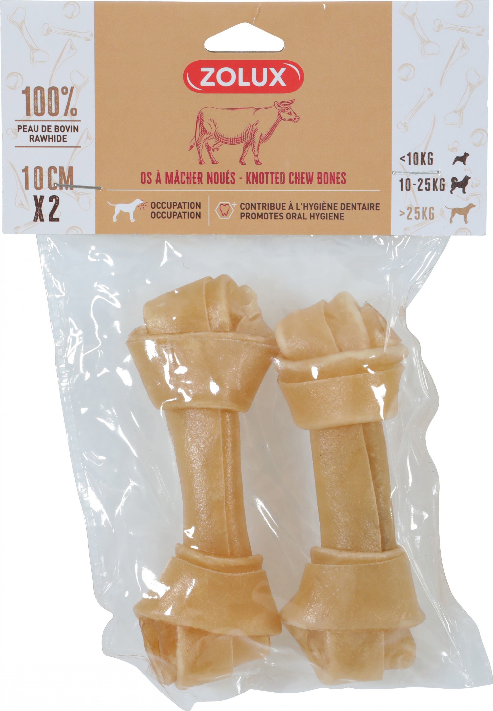Geknoteter Kauknochen aus Rinderhaut für Hunde - 5 Größen erhältlich
