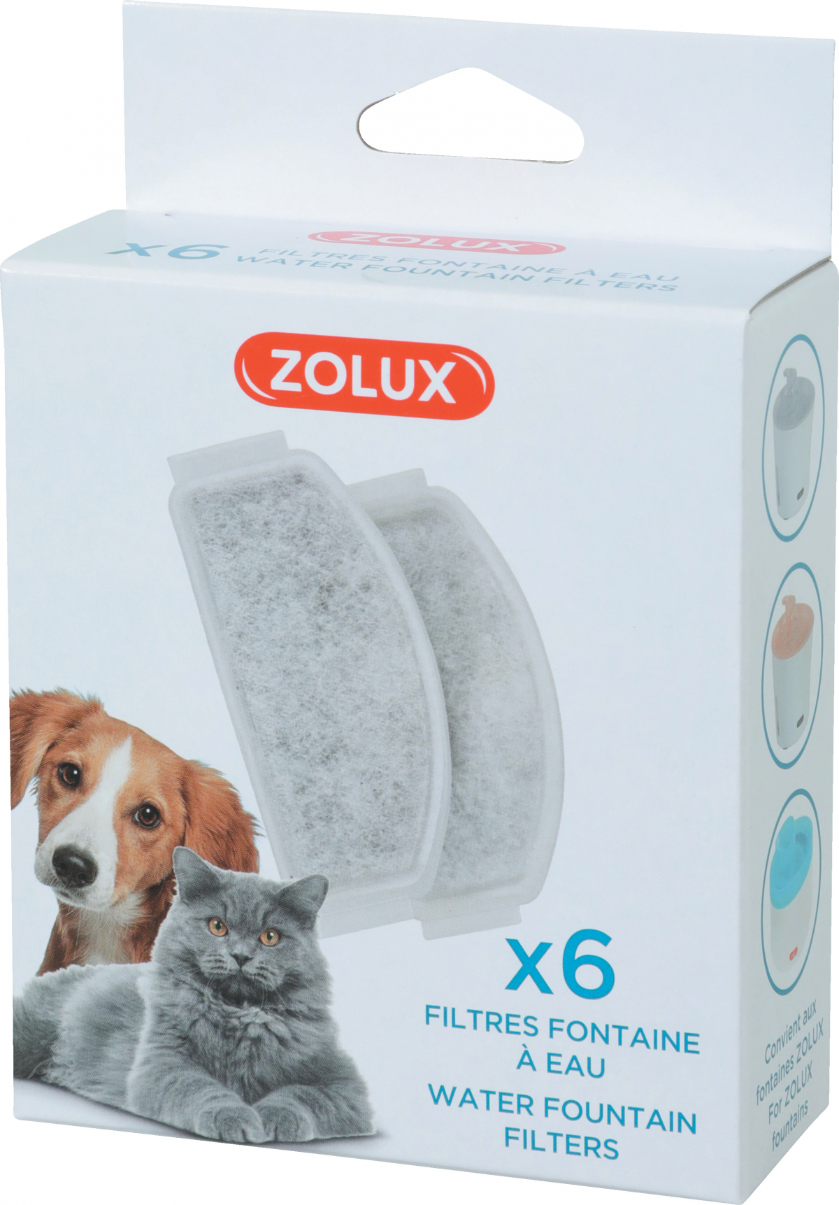 Lot de 6 filtres pour fontaine chat-chien Zolux Calypso