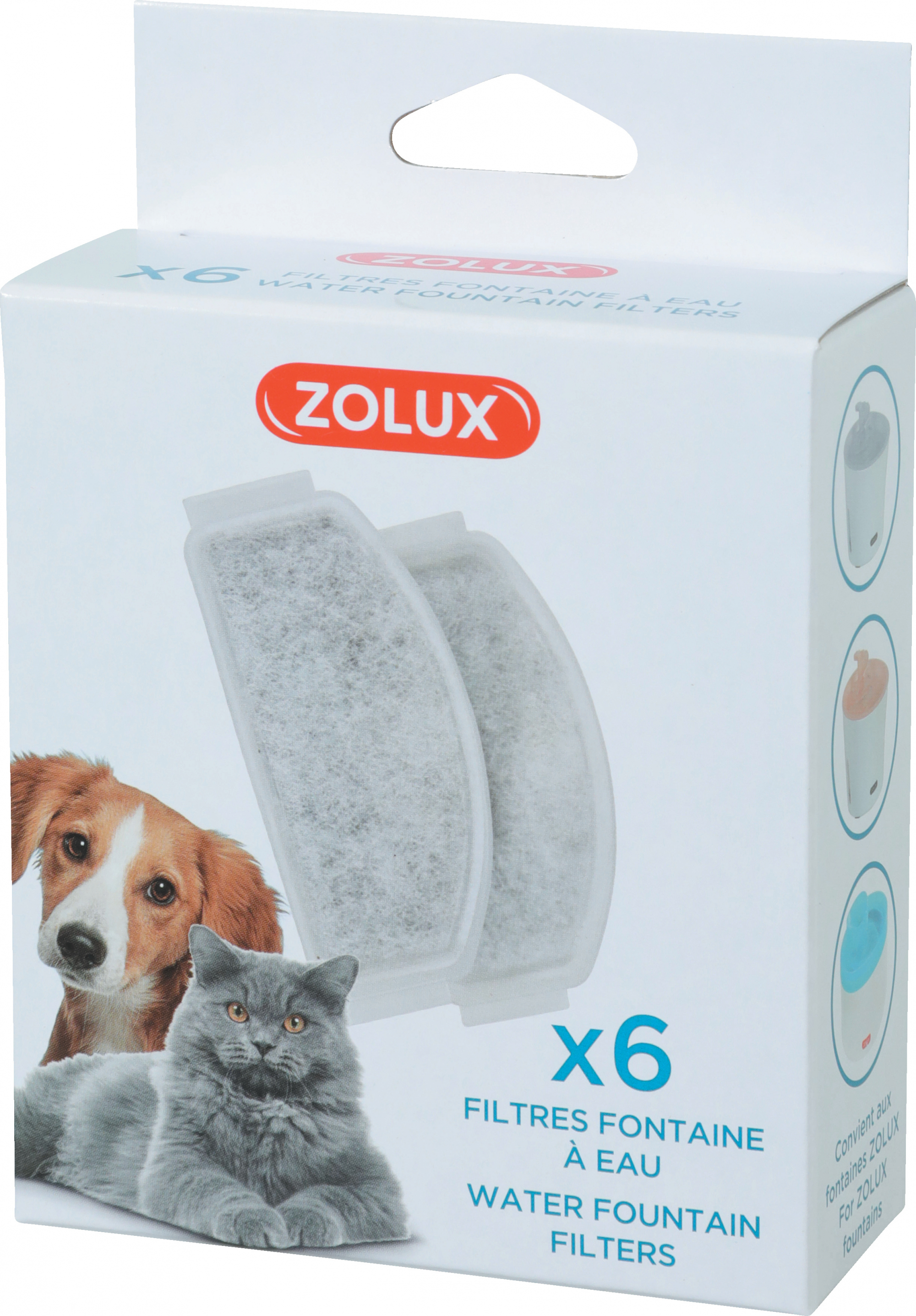 Lotto di 6 filtri per fontana Zolux Calypso per cani e gatti