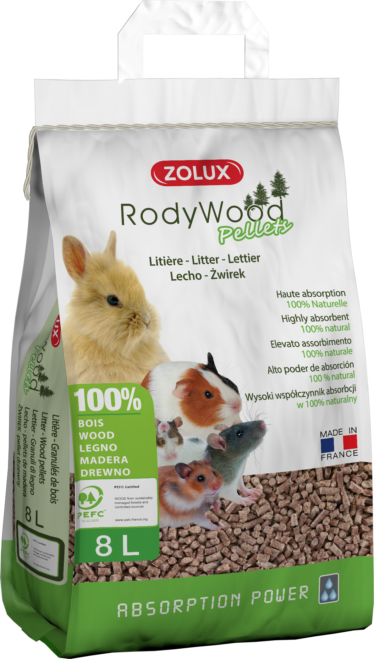 Lecho de pellets de madera RodyWood Pellets para roedores
