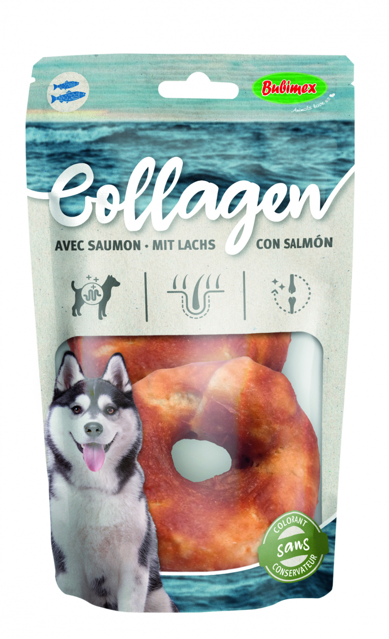 BUBIMEX Donuts de collagène au saumon pour moyen et grand chien