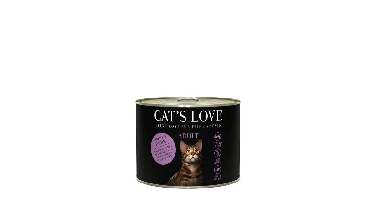 CAT'S LOVE Pasto completo per gatti adulti con pesce e pollo