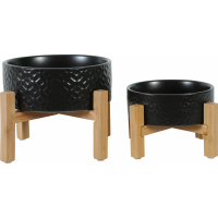Zolux Keramischer Futternapf aus Keramik mit Ständer für kleine Hunde und Katzen - Schwarz