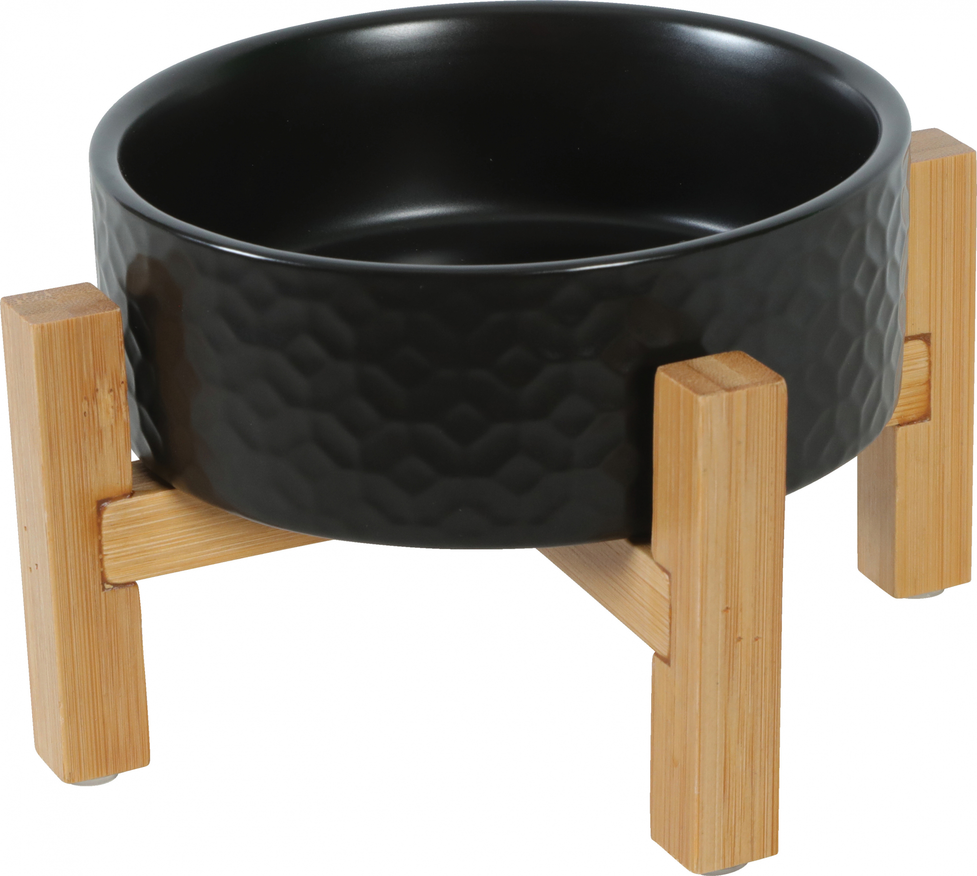 Zolux Voerbak keramiek steengoed Kéramo met standaard voor kleine honden en katten - Zwart
