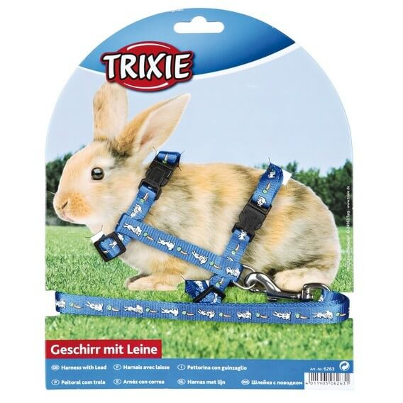 Verstelbaar tuig voor konijnen met lijn