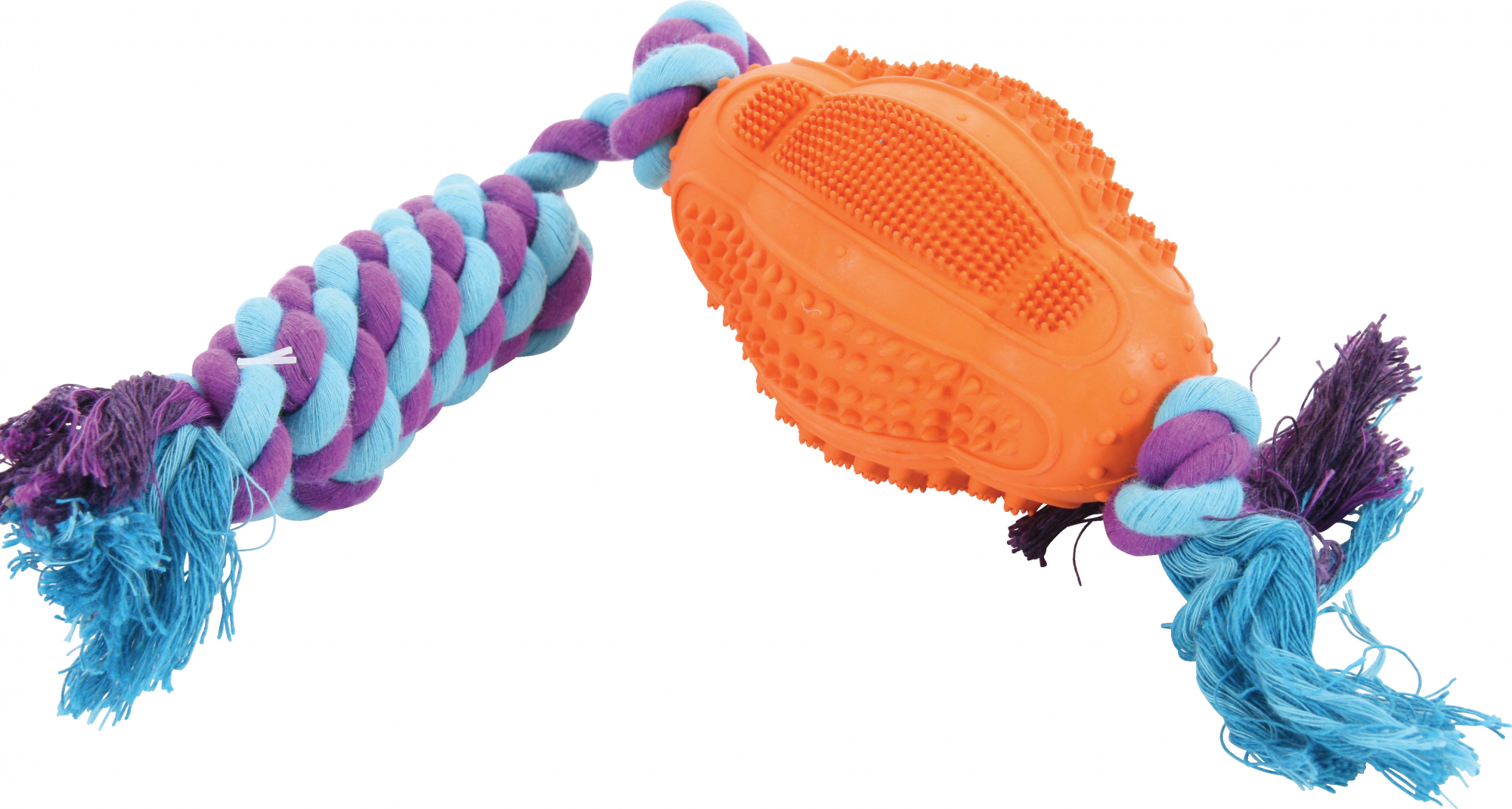 Jouet corde avec ballon dental caoutchouc pour chien
