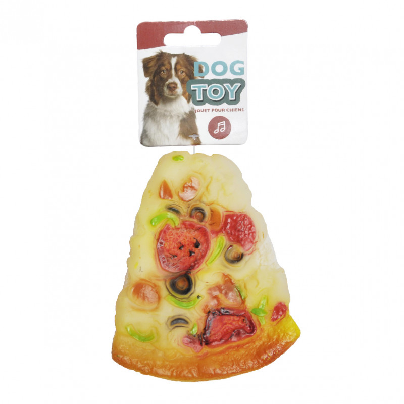 Speelgoed pizza slice in vinyl voor honden