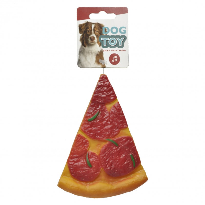 Jouet pizza pepperoni en vinyl pour chien