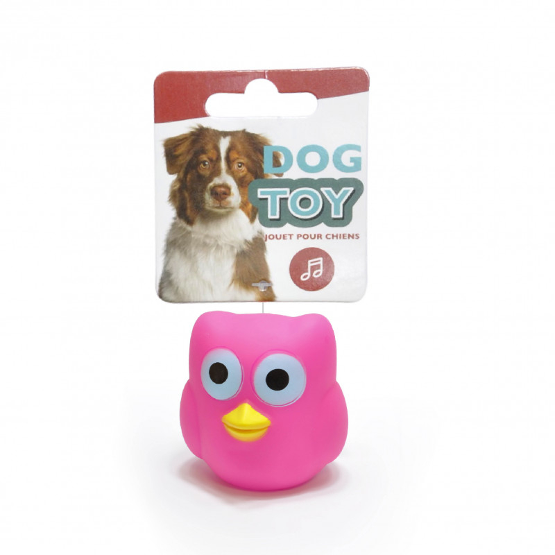 Uccello giocattolo in vinile rosa per cani