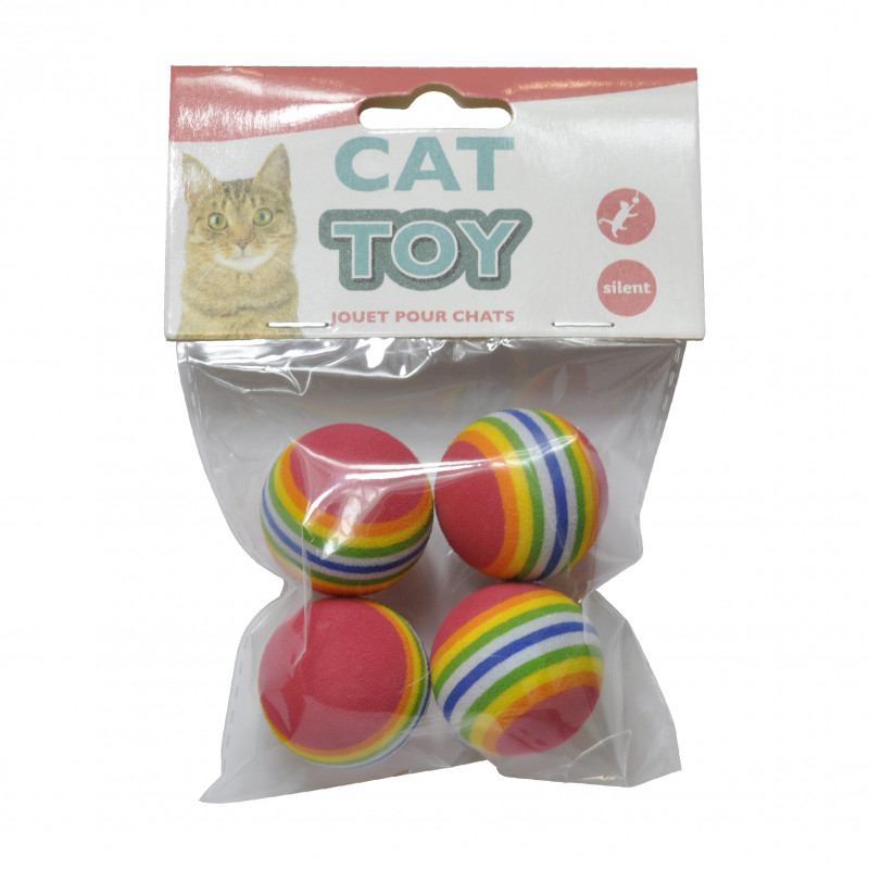 4 Regenbogenbälle für Katzen
