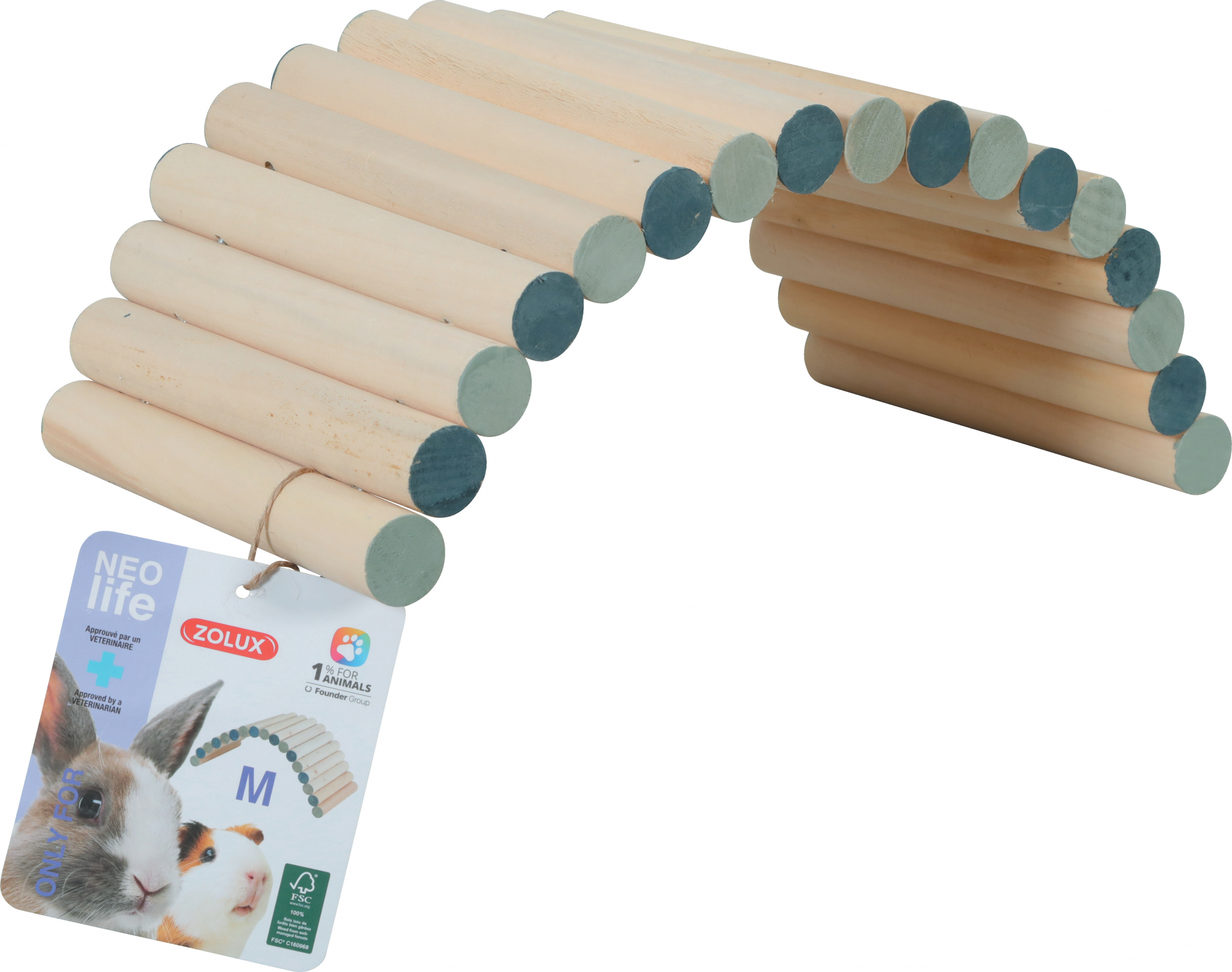 Puente flexible de madera Zolux NEOLIFE para roedores - 2 tamaños disponibles