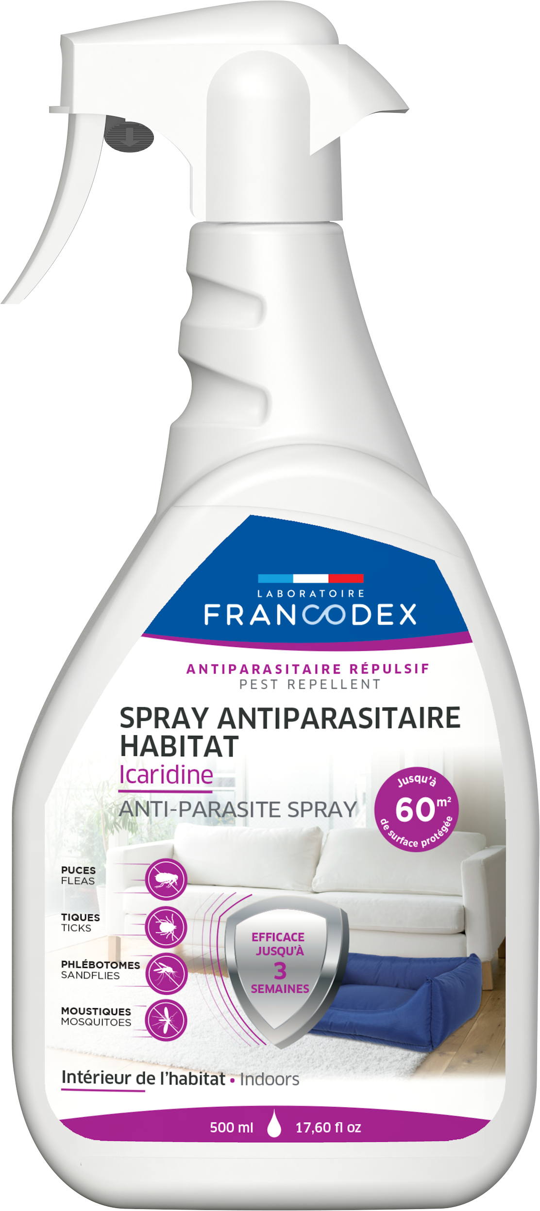 Francodex Spray antiparasitario para el hábitat con Icaridina