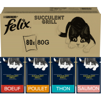FELIX Succulent Grill en Sauce pour chats adultes - 4 saveurs - 80X80g