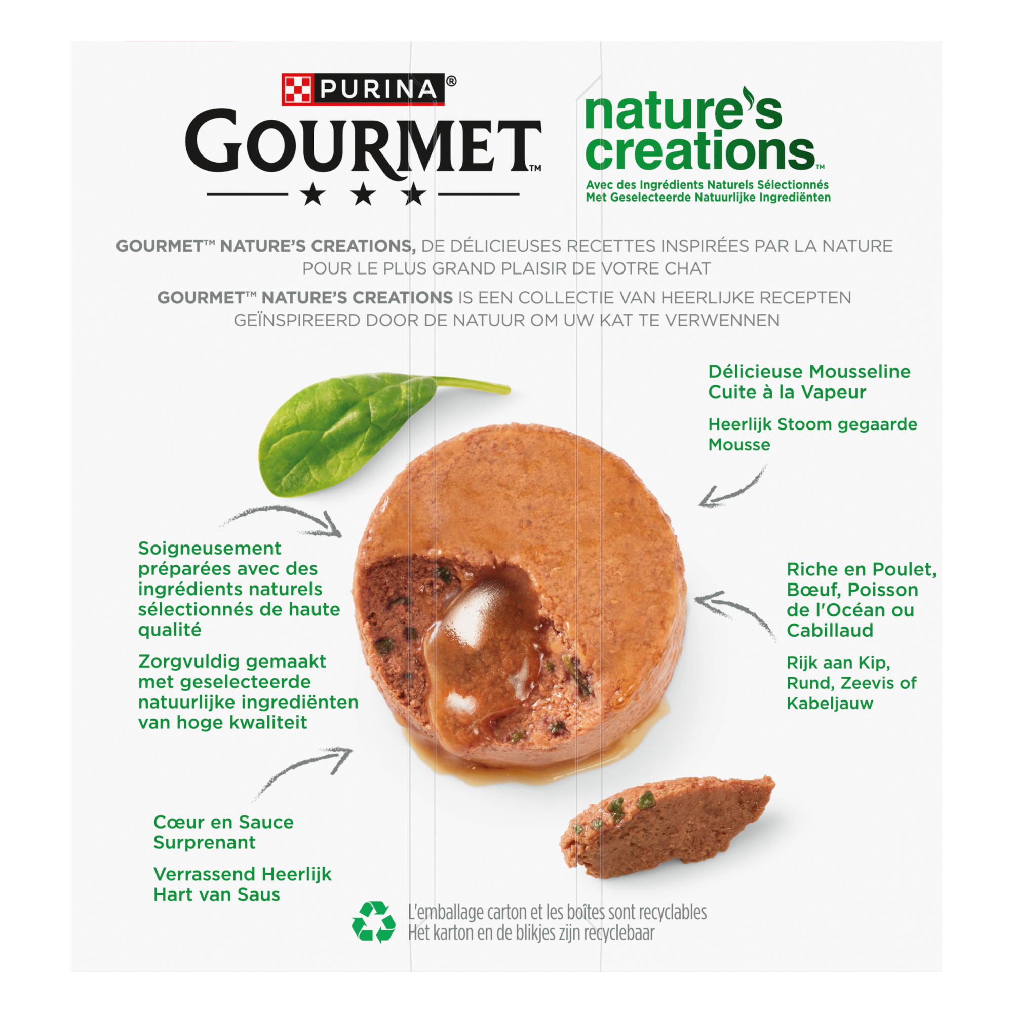 GOURMET Nature's Creations Mousselines en Sauce - 8x85g - Mini bouchées pour chats adultes