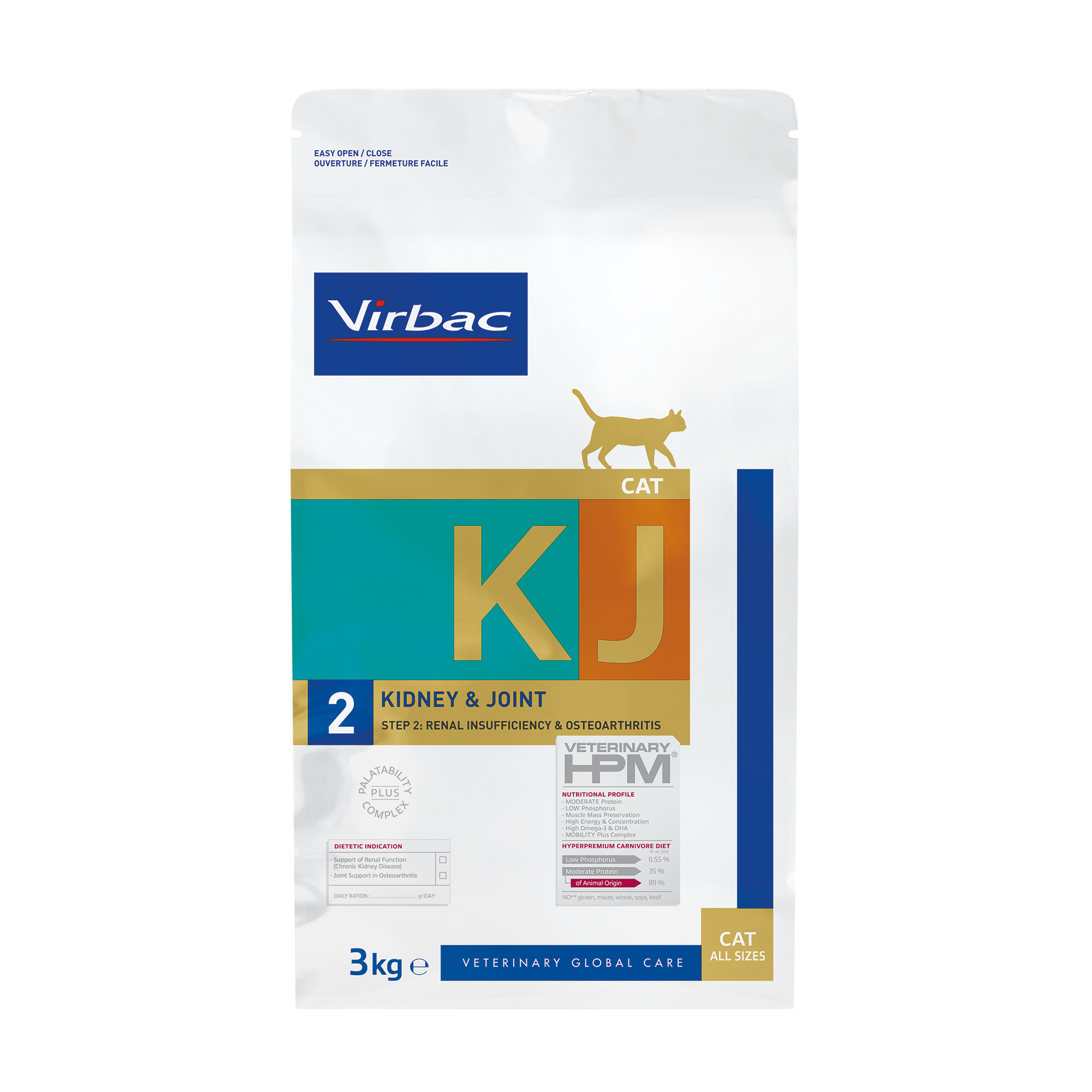 Virbac Veterinary HPM KJ2 - Kidney & Joint Support für ausgewachsene Katzen