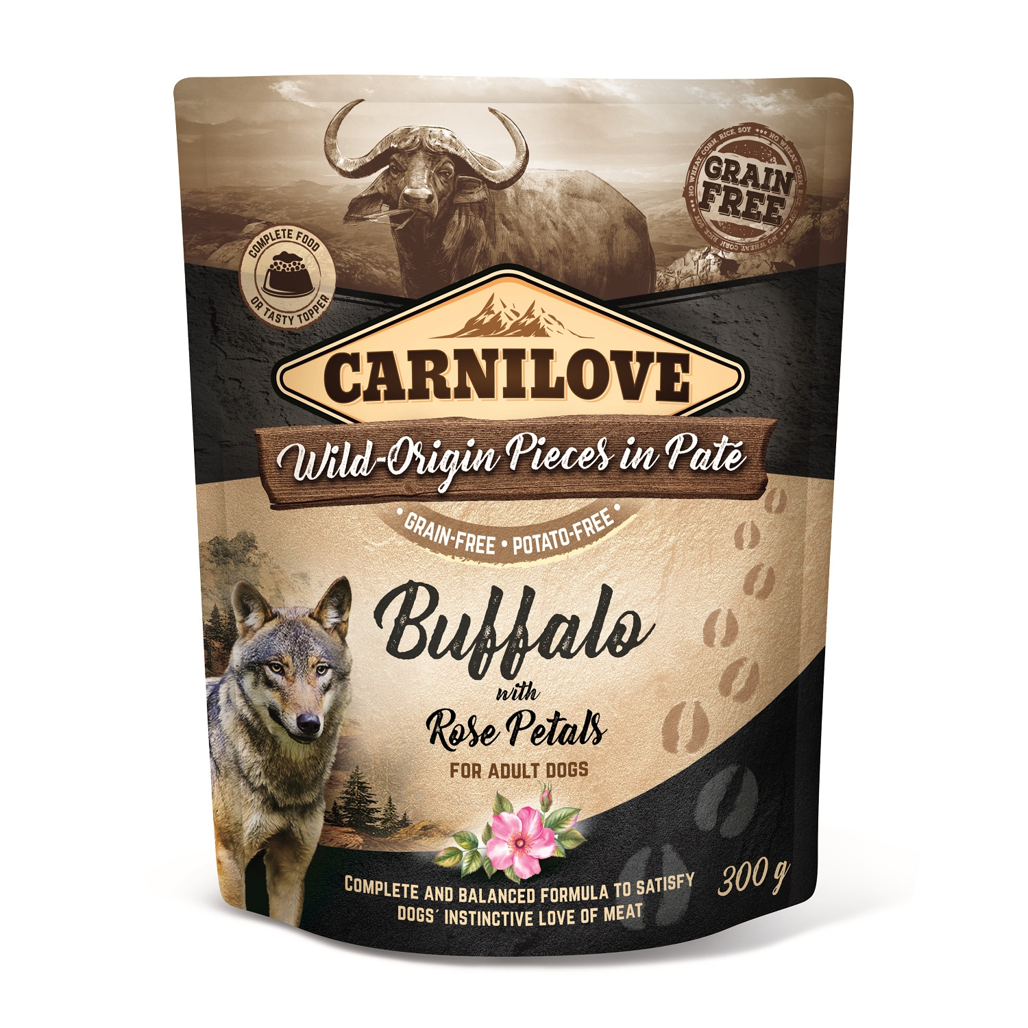 CARNILOVE Búfalo con pétalos de rosa alimento húmedo para perros