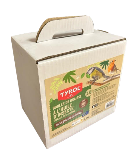 Tyrol Box kartonnen doos met 30 vetbollen zonder net voor tuinvogels