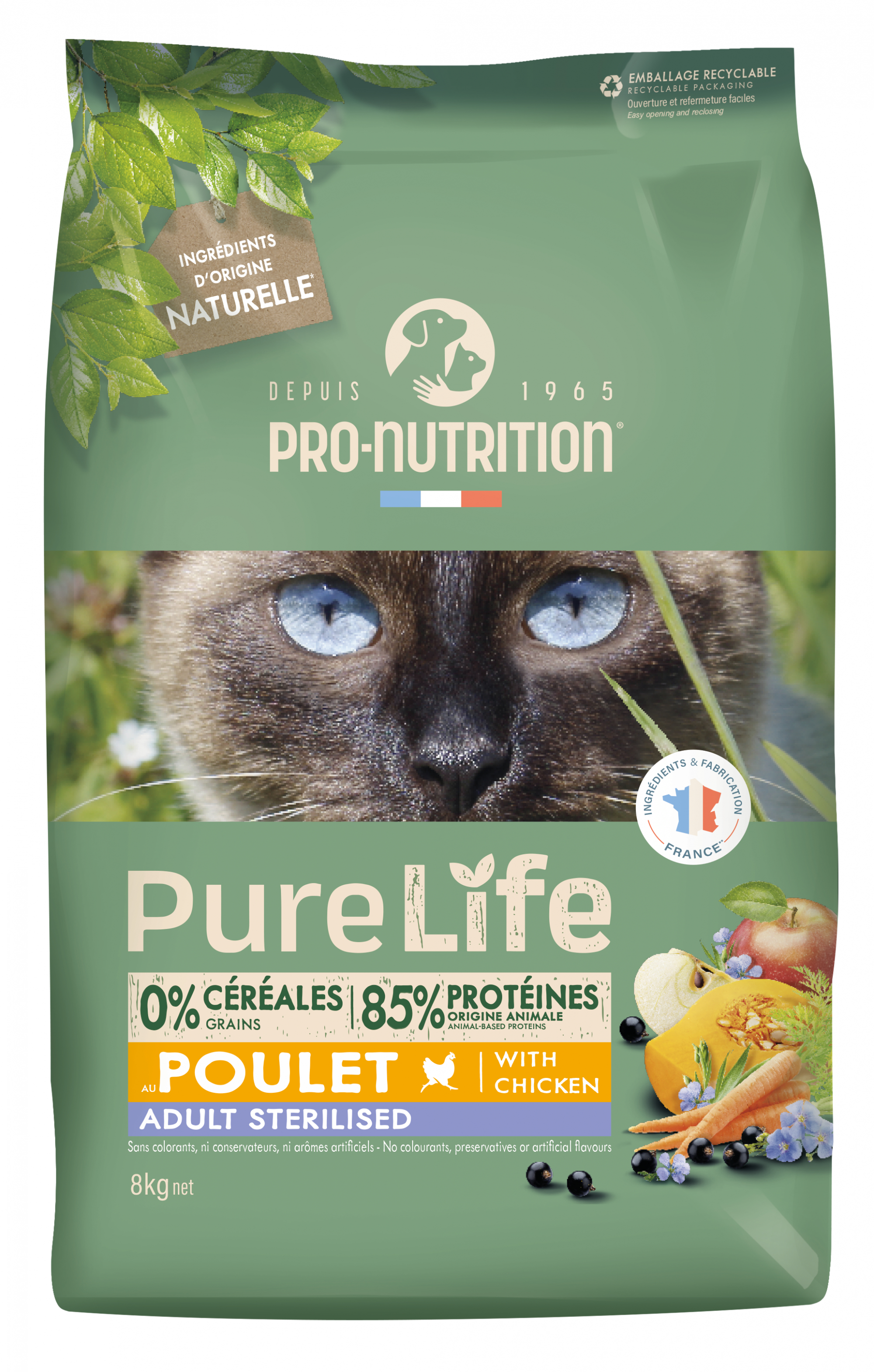 PRO-NUTRITION Pure Life Sans Céréales Sterilized au Poulet pour Chat Adulte Stérilisé