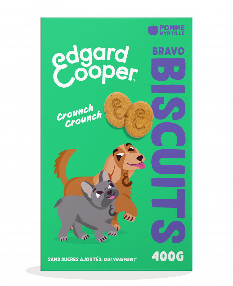 Edgard & Cooper Biscuits Protéinés Naturels Céréales Complètes Pomme & Myrtilles pour Chien