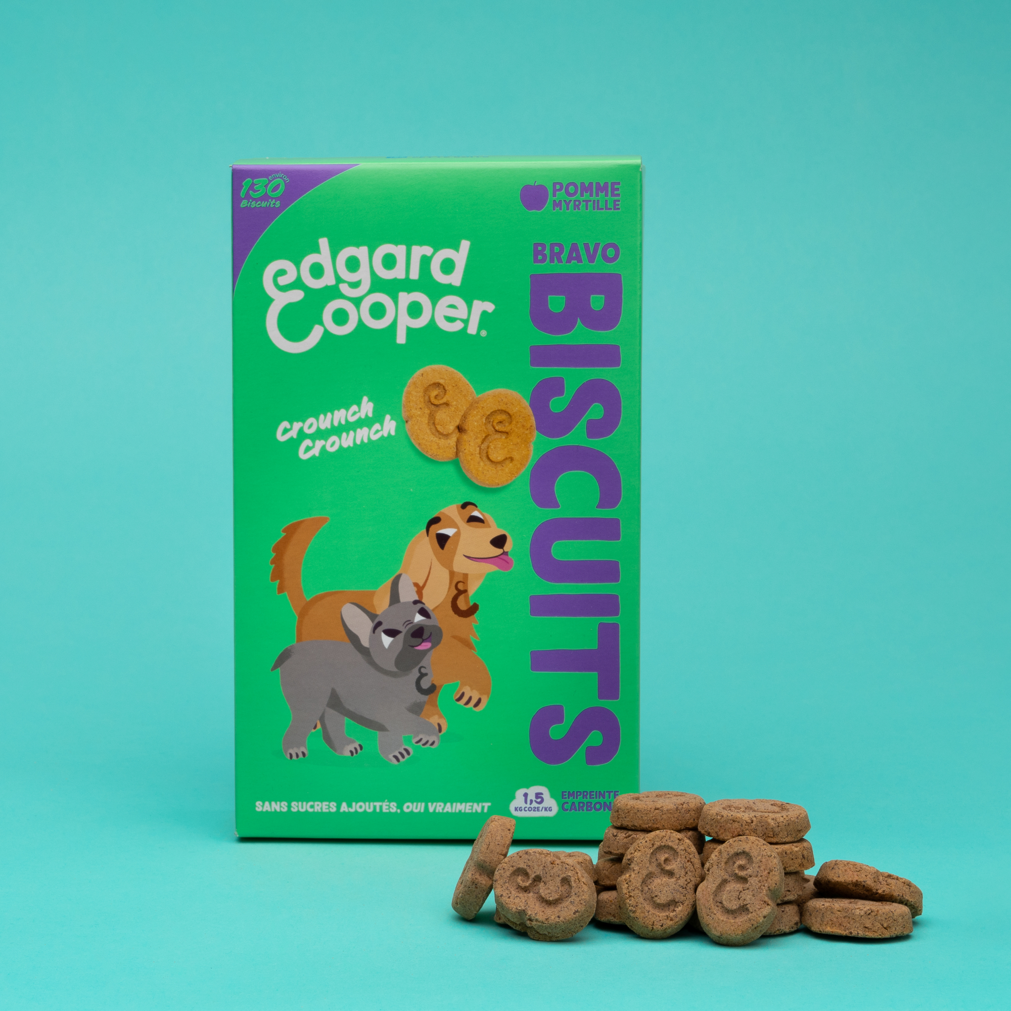 Edgard & Cooper Biscuits Protéinés Naturels Céréales Complètes Pomme & Myrtilles pour Chien