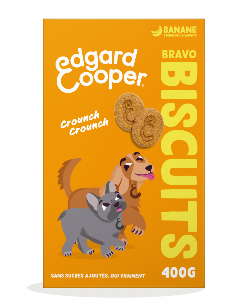 Edgard & Cooper Biscuits Protéinés Naturels Céréales Complètes Banane & Beurre de cacahuètes pour Chien