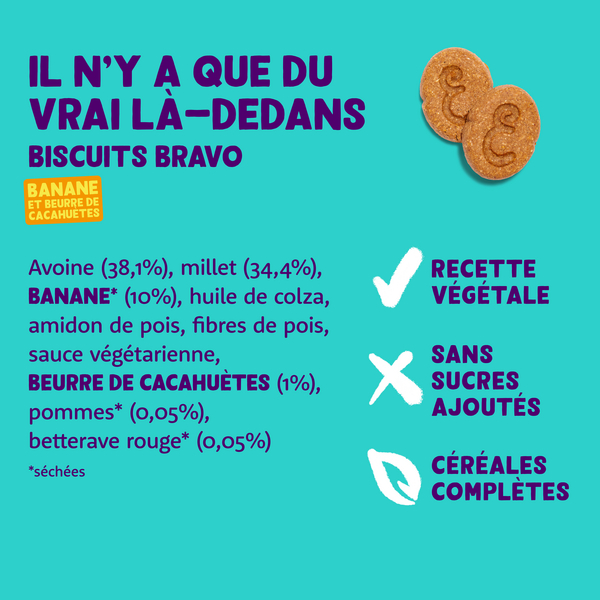 Edgard & Cooper Biscuits Protéinés Naturels Céréales Complètes Banane & Beurre de cacahuètes pour Chien
