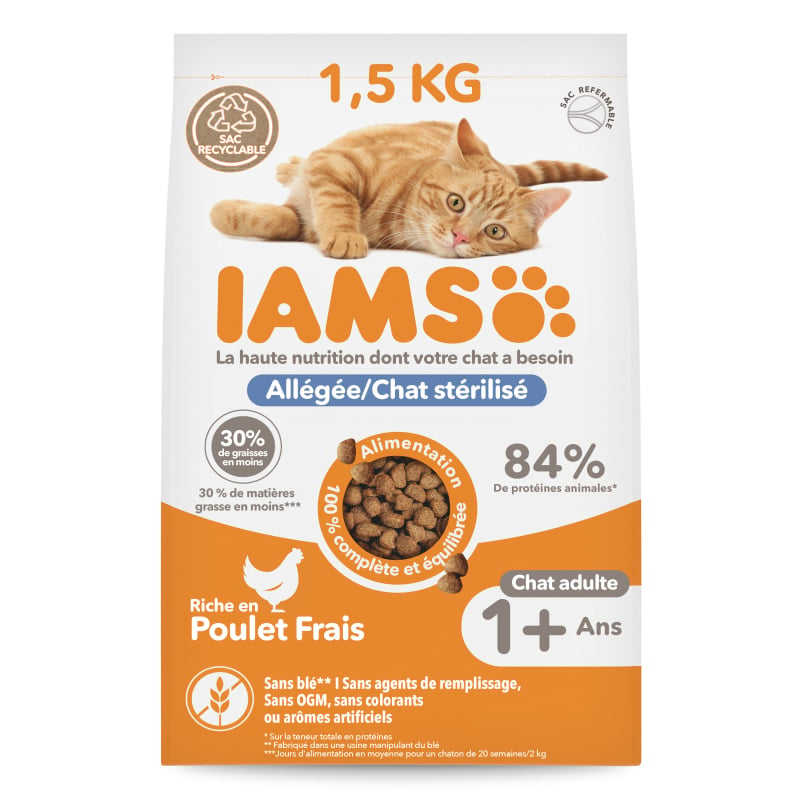 IAMS Advanced Nutrition Light / Sterilised Trockenfutter für erwachsene, sterilisierte Katzen mit frischem Huhn