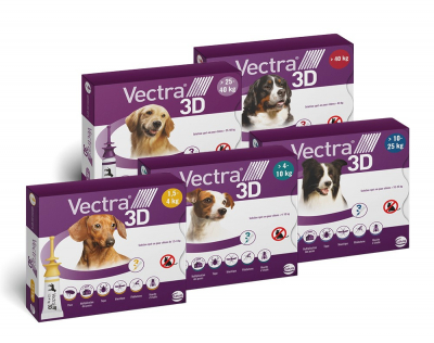 Vectra 3D, antiparasitaire voor honden - anti vlooien, teken, muggen, zandvliegen, stalvliegen