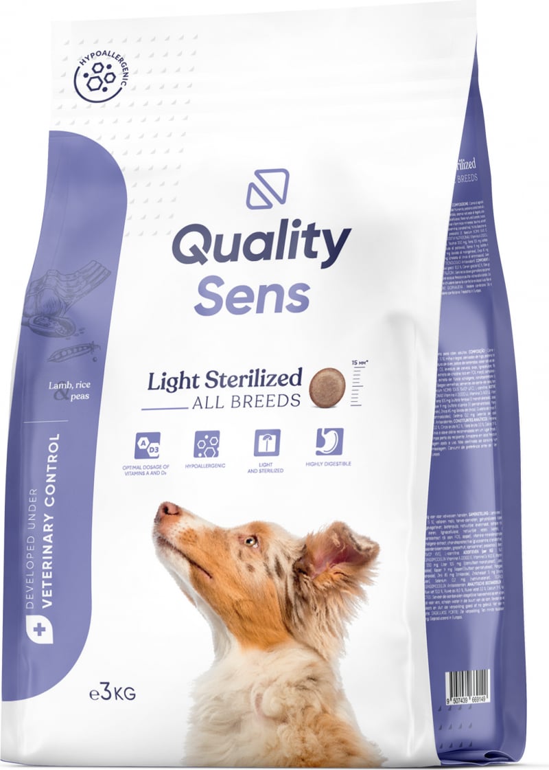 Quality Sens Light Sterilized agneau & riz pour chien de toute taille