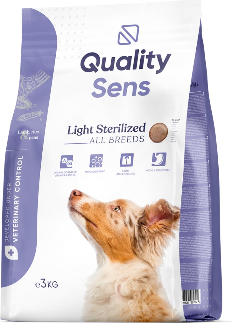 Quality Sens Light Sterilized agneau & riz pour chien de toute taille