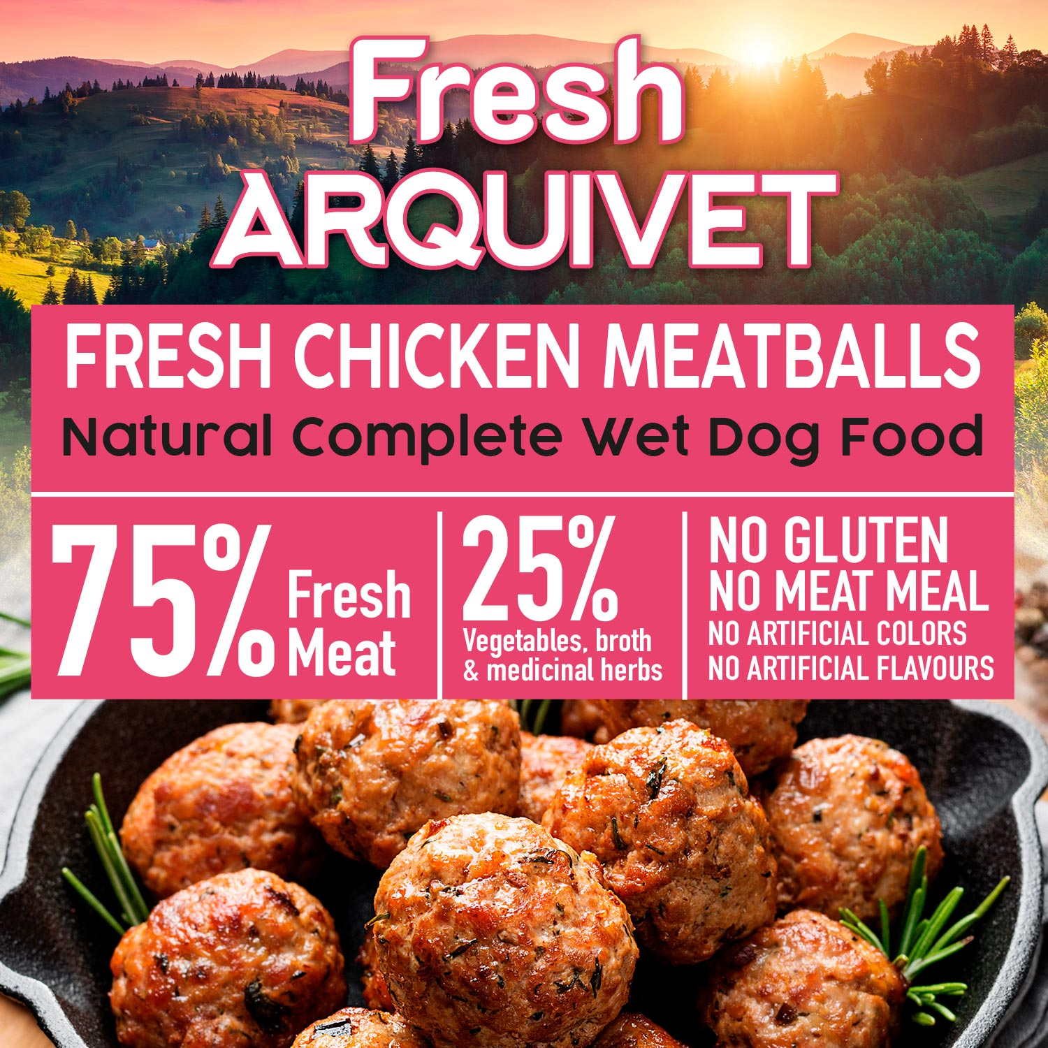 ARQUIVET Fresh Chicken Meatballs Albóndigas de pollo para perros