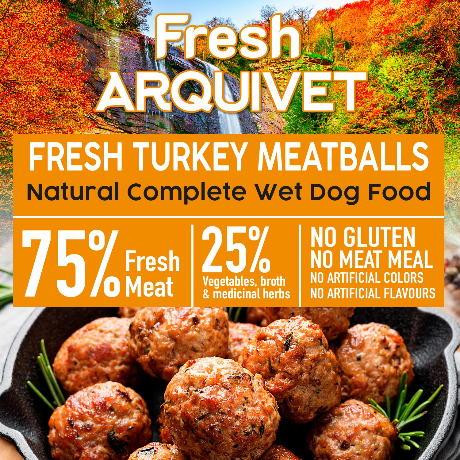 ARQUIVET Fresh Turkey Meatballs pâtée en boulette à la dinde pour chien
