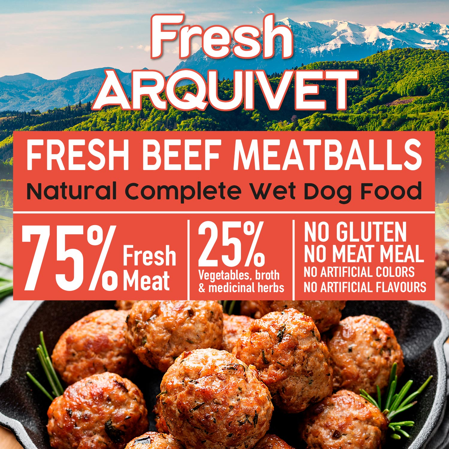 ARQUIVET Fresh Beef Meatballs Albóndigas de ternera para perros