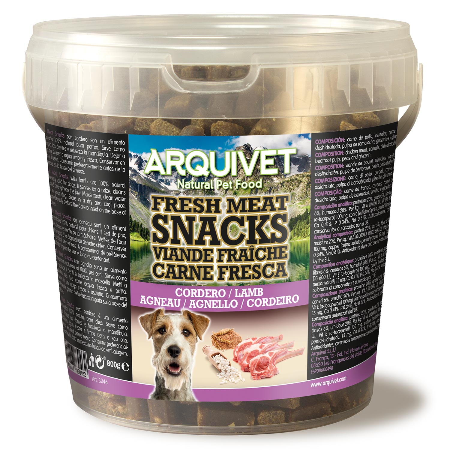 ARQUIVET Snacks de carne fresca de cordero para perros adultos