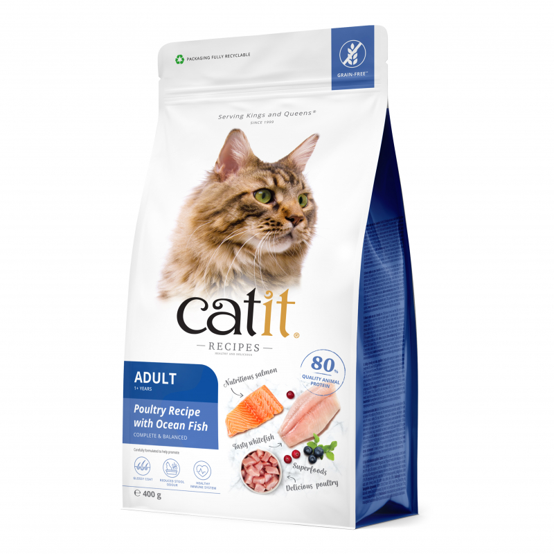 Catit Recipes Croquettes Volaille et Poisson pour chat adulte sans céréales