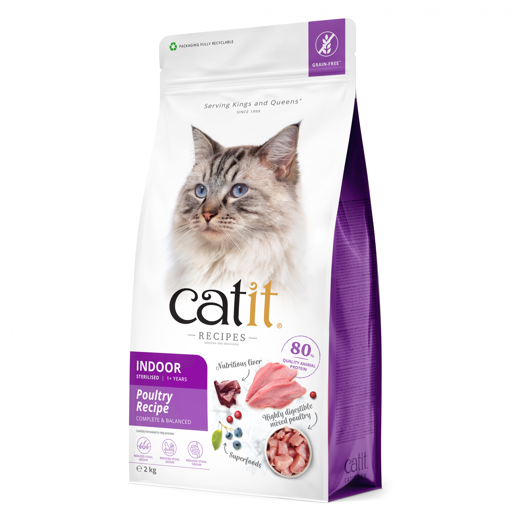 Catit Recipes Croquettes pour chat stérilisé ou d'intérieur Volaille sans céréales