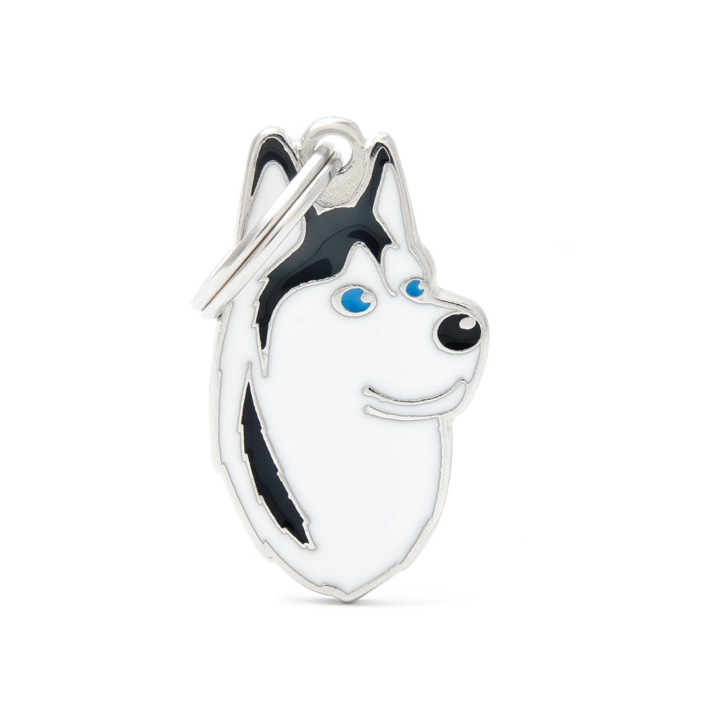 Médaille à graver Friends Husky noir et blanc