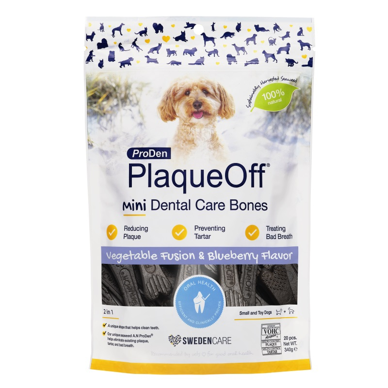 PlaqueOff ProDen Dental Bones für kleine Hunde, Blaubeergeschmack