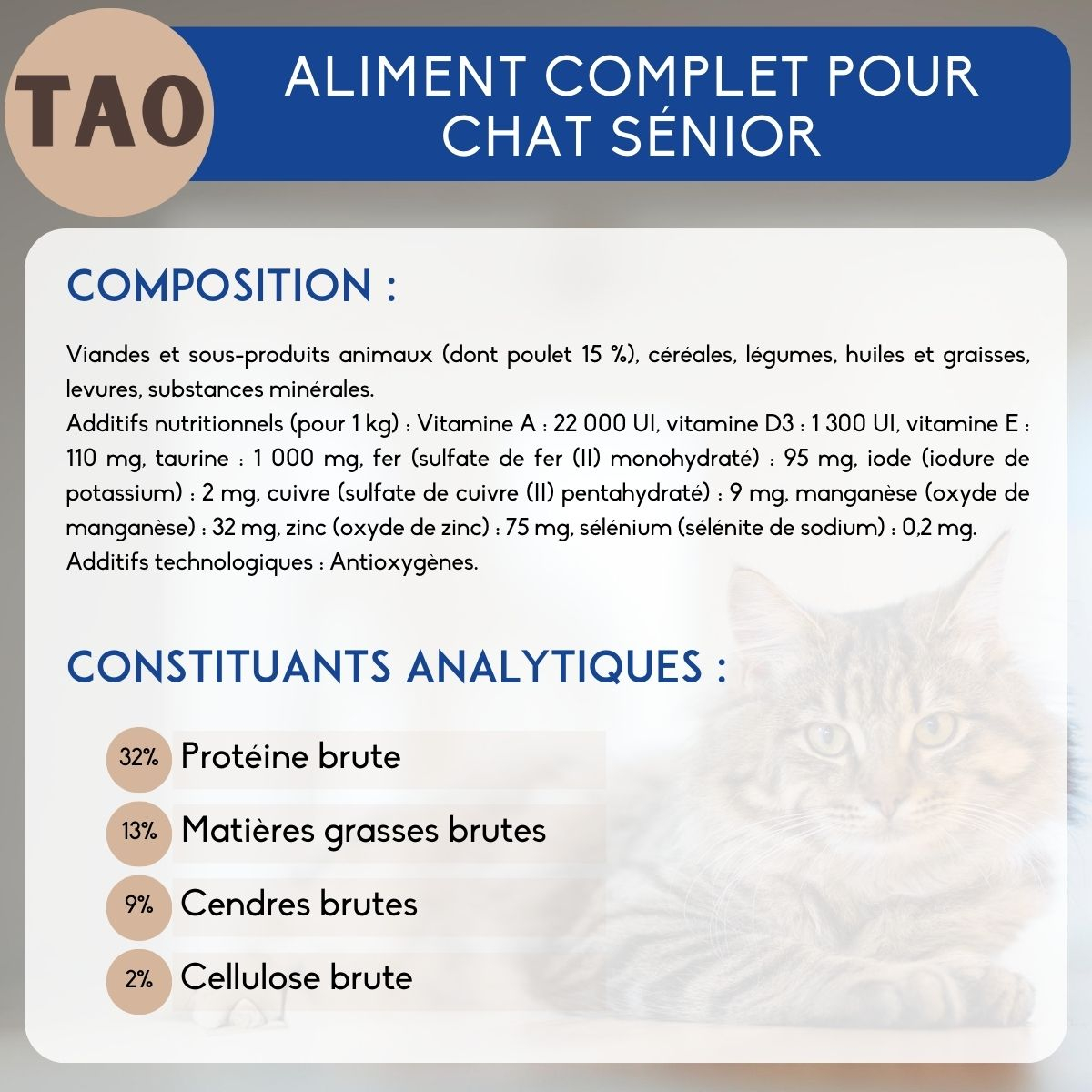 TAO Croquettes pour chat sénior au poulet