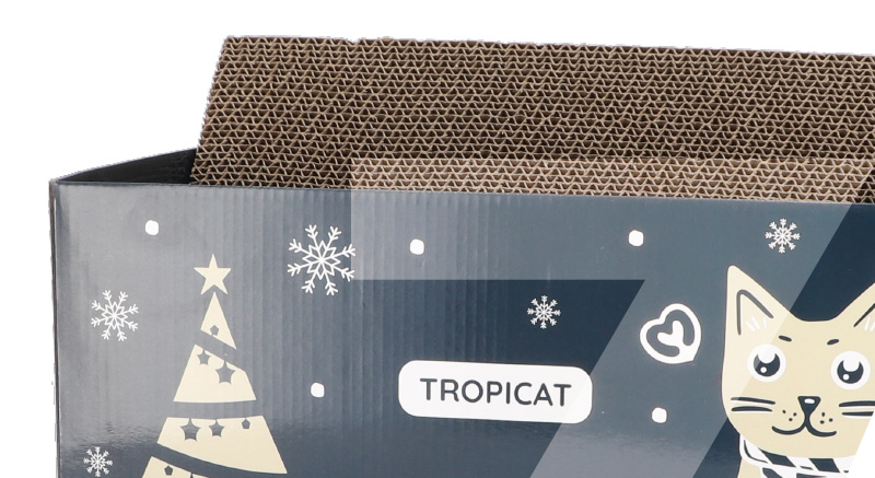 Detalle del rascador de cartón para gatos DIY Zolia TropiCat Invierno