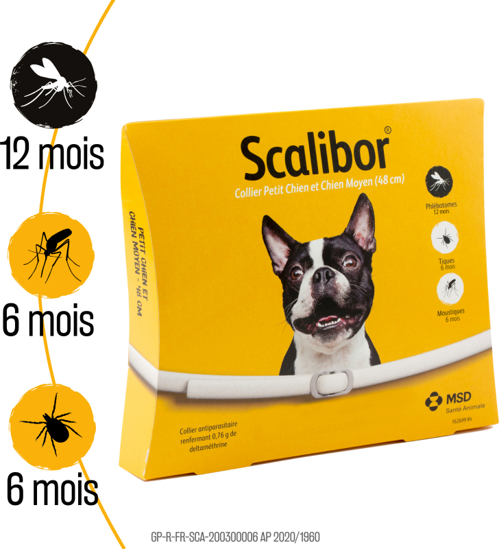 SCALIBOR Collier antiparasites pour chien