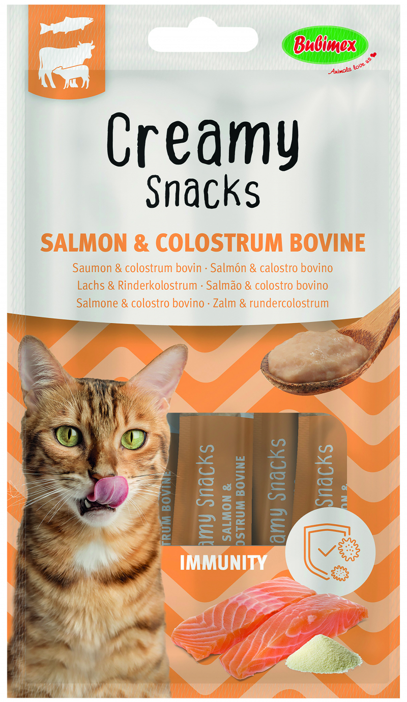 BUBIMEX Creamy Snacks Immunity Friandise à lécher au saumon pour chat