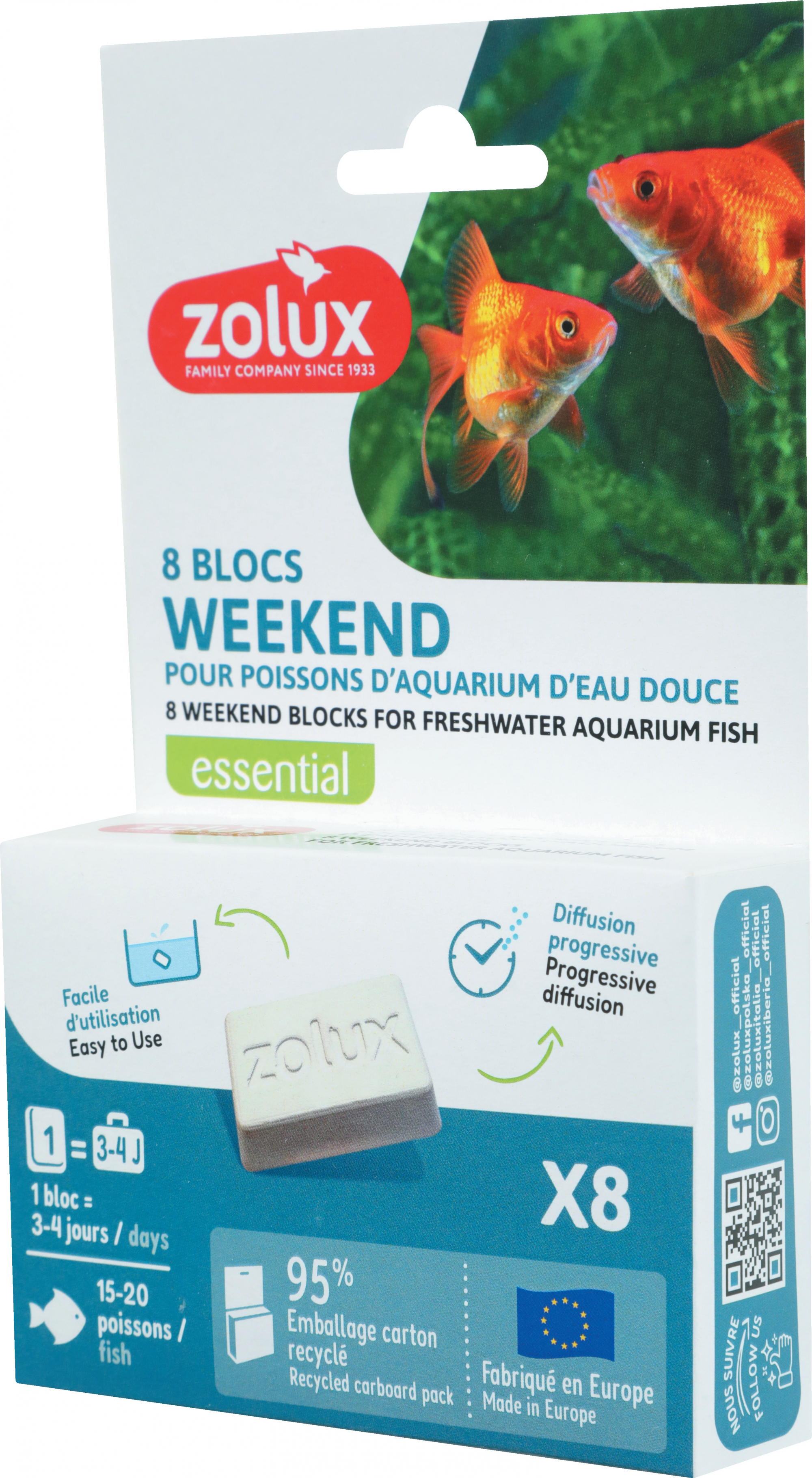 Blocs de nourriture pour poissons week-end