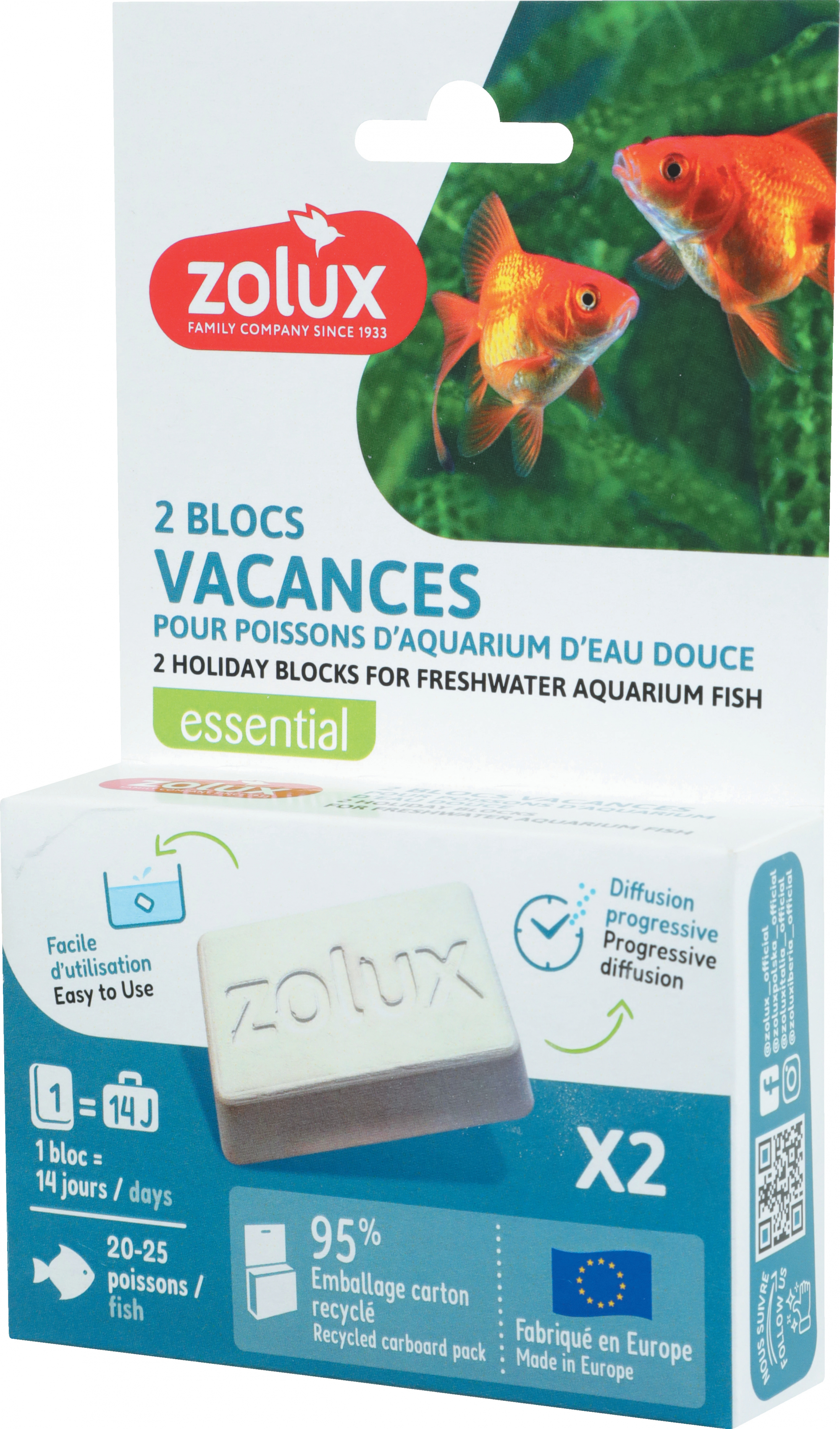 Blocs de nourriture pour poissons vacances