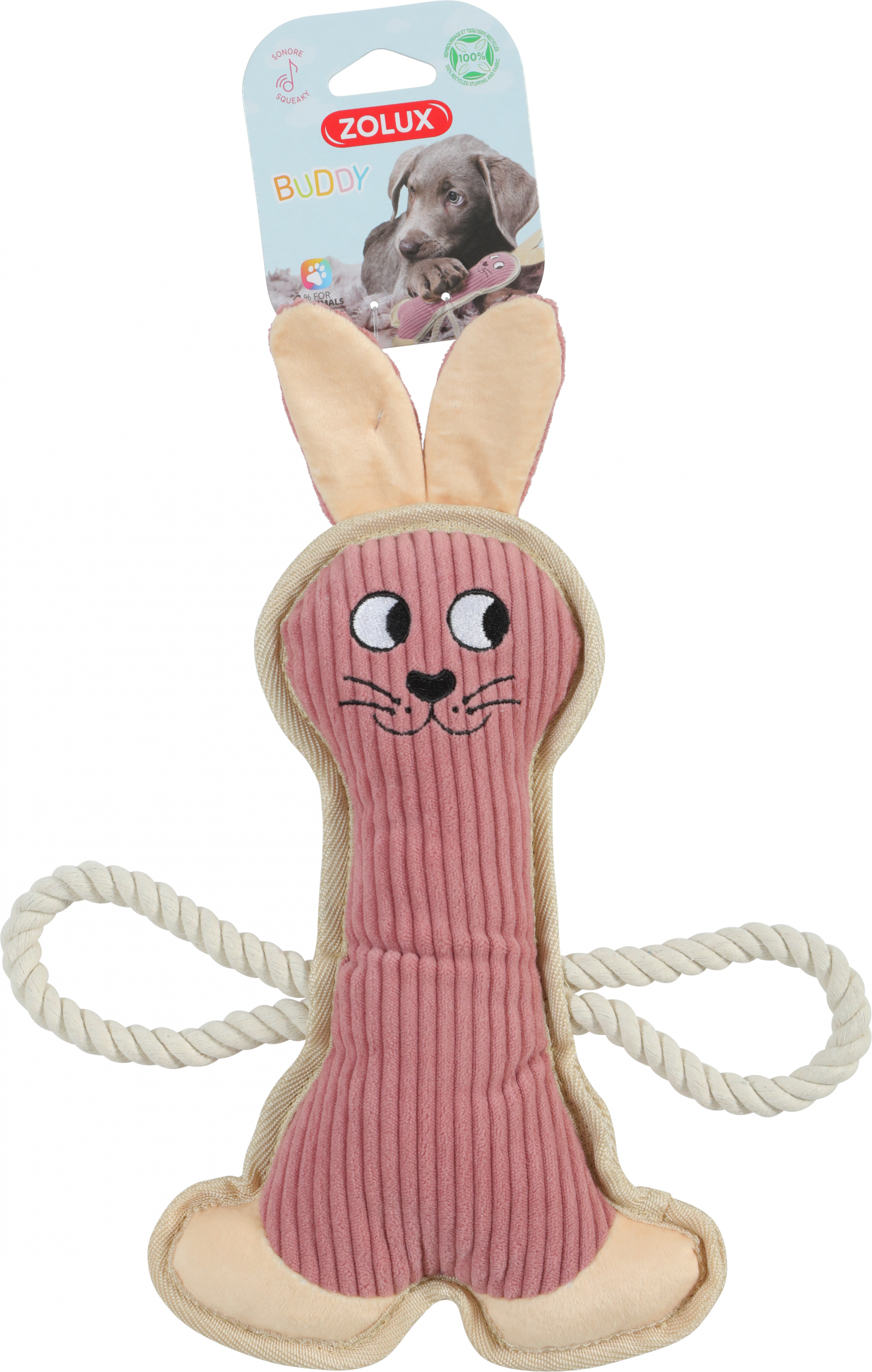 Jouet peluche buddy lapin - 2 coloris