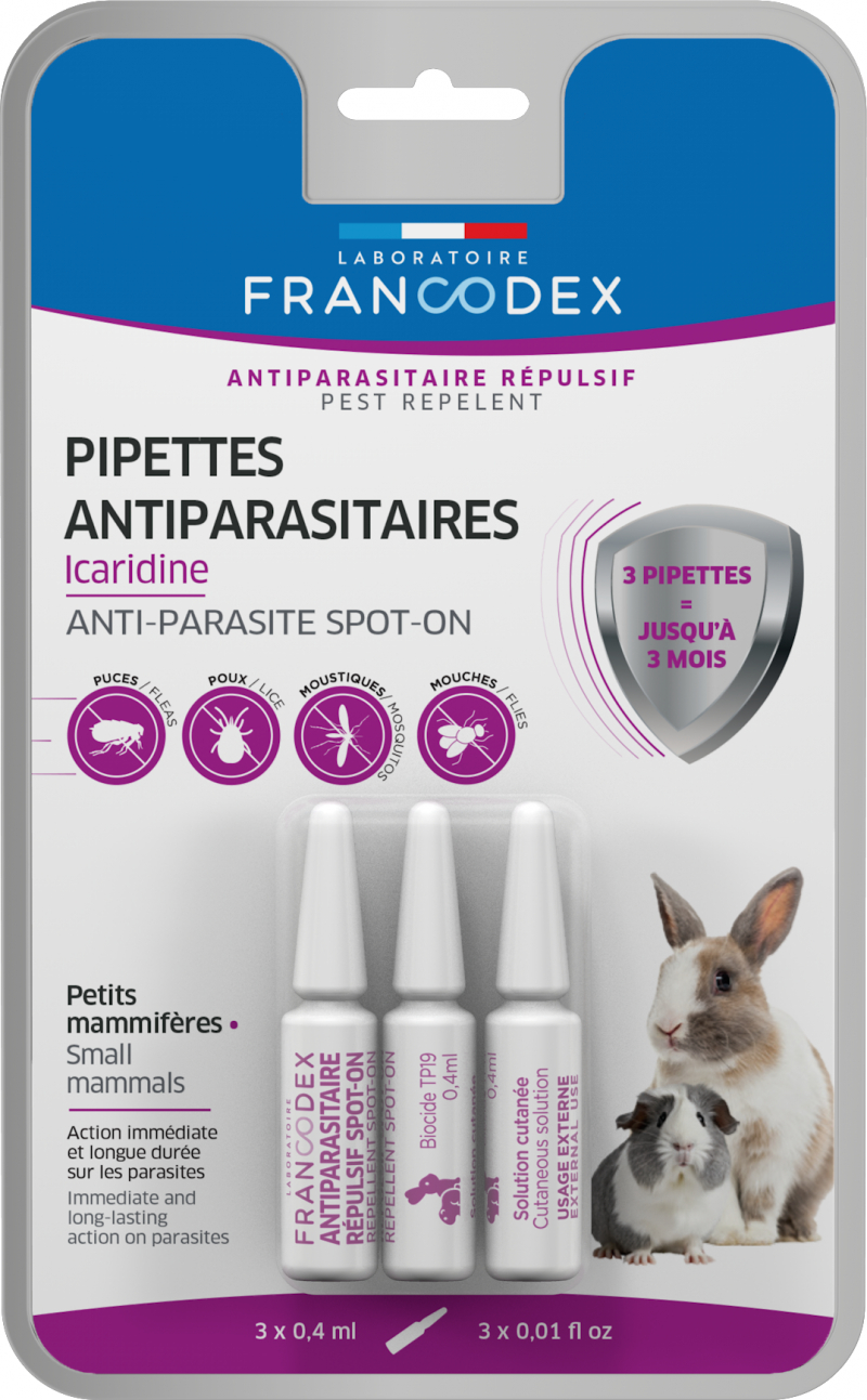 Comparer les prix de FRANCODEX Pipettes Antiparasitaires Icaridine pour rongeurs et lapins