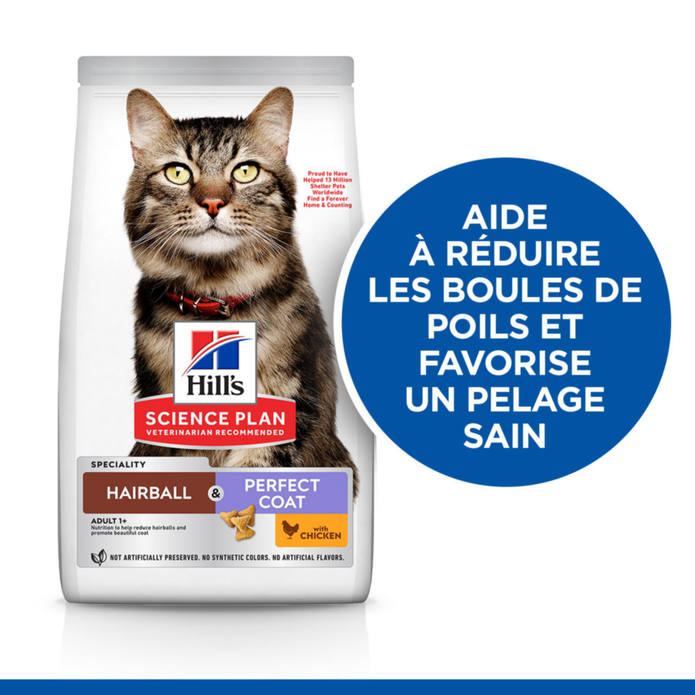 HILL'S Science Plan Hairball & Perfect Coat pour chat adulte au poulet