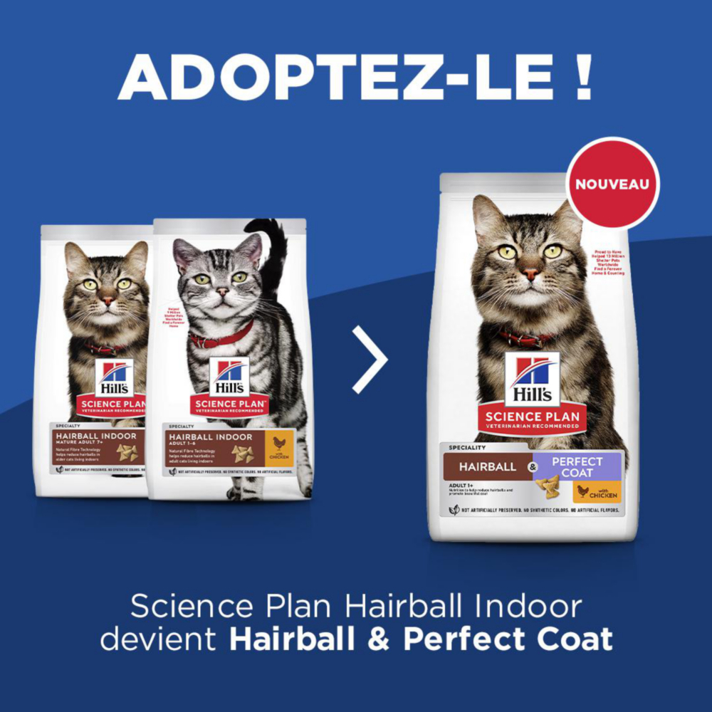 HILL'S Science Plan Hairball & Perfect Coat pour chat adulte au poulet